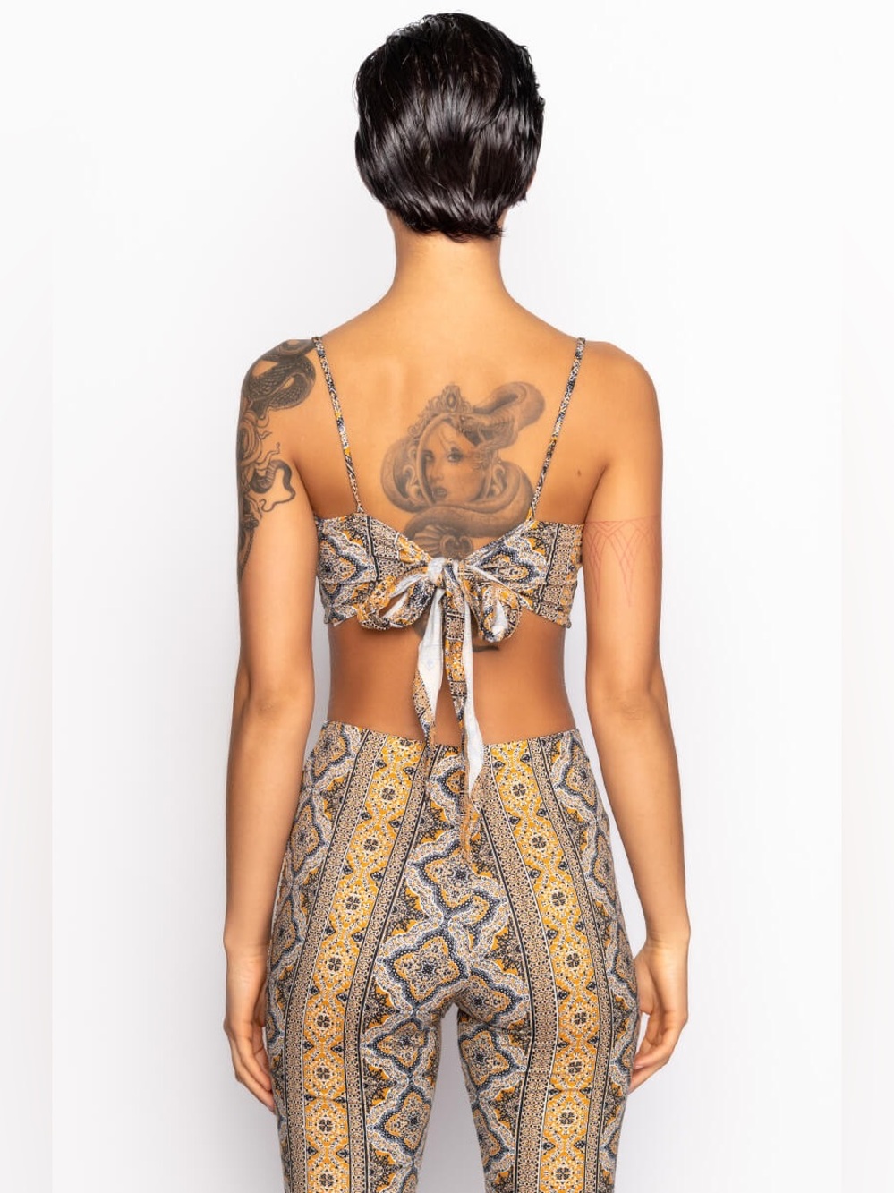 Amable Forbidden Boho Medallion Print Matching Set Bell Bottom Flare Pants Small - Picture 2 of 13